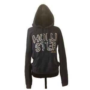 Y2K Hollister L Women's Hoodie Spellout Logo Pullover Embroidered 2000s Slim Fit
